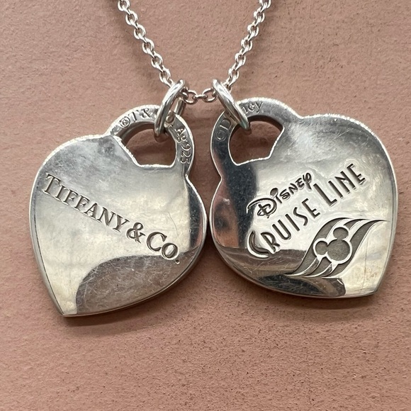 🔴Authentic TIFFANY & CO Disney Cruise Line Double Hearts Pendents Necklace🔴 - Picture 2 of 11